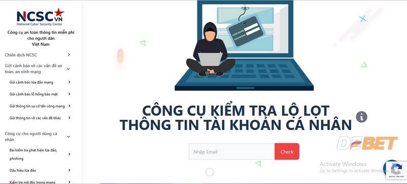 Kiểm tra tài khoản thông qua NCSC